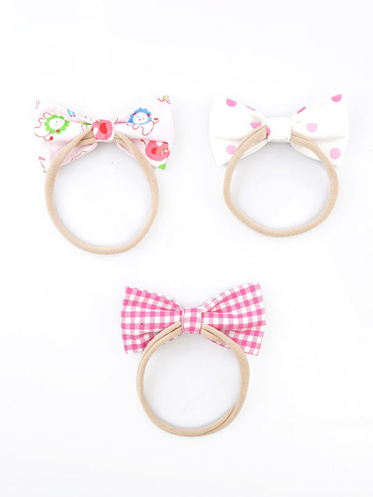 Pink & White Floral Headband for Babies - 3-Pack Delight