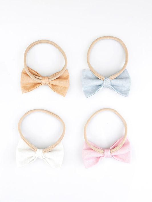 Pastel Serenity Hair Tie Set - 3-Pack Cream Nylon & Cotton Bows