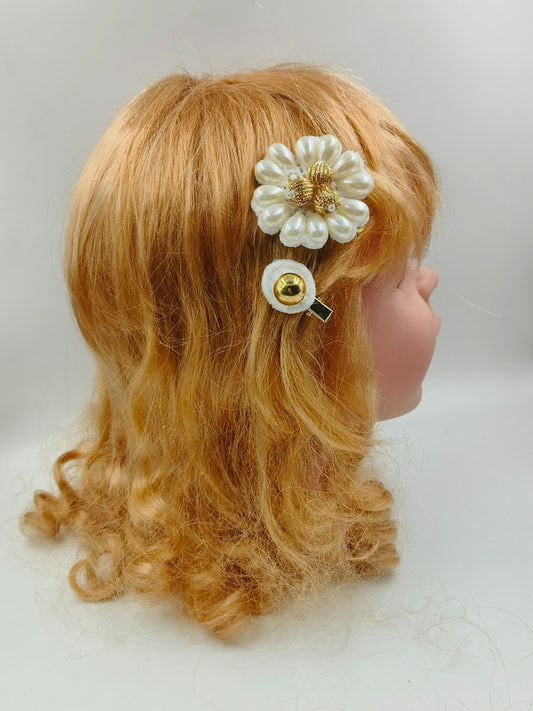 Cotton Hair Clips (Set of 4) for Girls & Kids - Elegant Floral Blooms