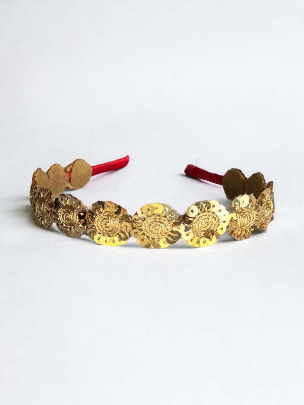 Choko Santa's Golden Star Xmas Hair Band for Girls - Red