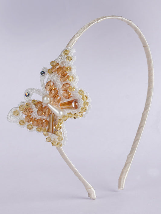 Enchanting Butterfly Grace Hairband for Girls & Kids - Cotton, Pearls & Glass Beads