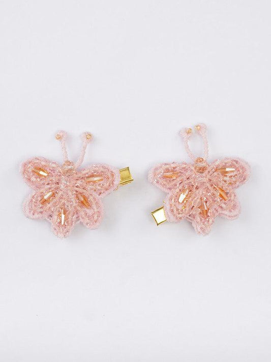 Dreamy Butterfly Hair Clips for Girls & Kids - Peachy Pink & Crystal Choko