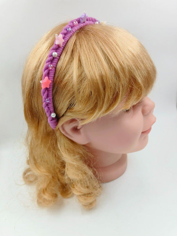 Magenta Pink Acrylic Hairband for Girls & Kids - Beads & Pearls Choko