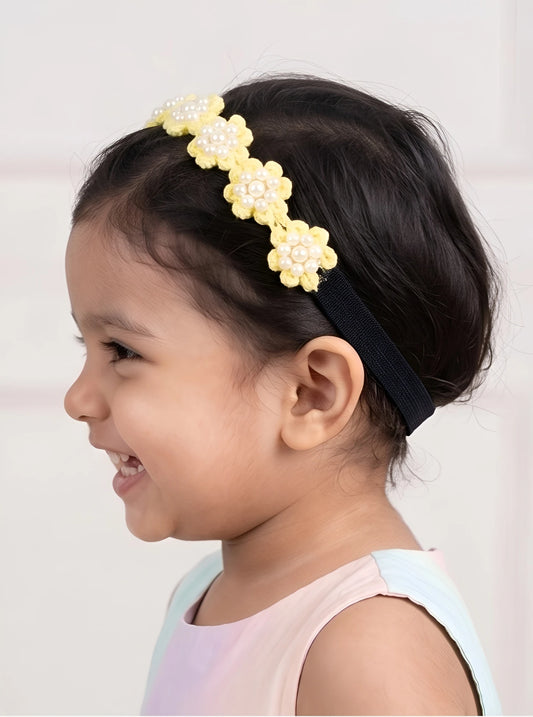 Choko Yellow Floral Beaded Hair Band Sunshine Blooms for Girls - Choko
