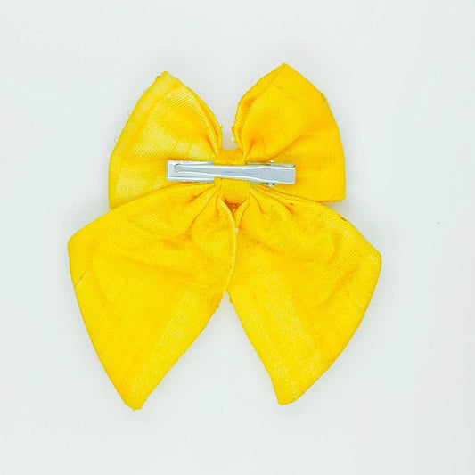 Choko Beads Embellished Floral Bowie Hairclip for Girls - Mustard Yellow