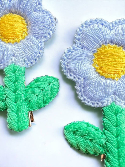 Choko Floral Accent Hairclip for Girls - Blue, Green, Yellow