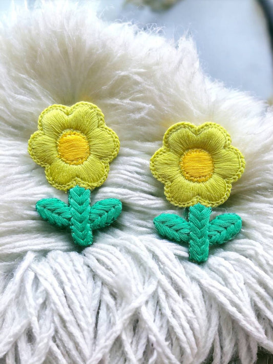 Choko Floral Accent Hairclip for Girls - Green, Yellow