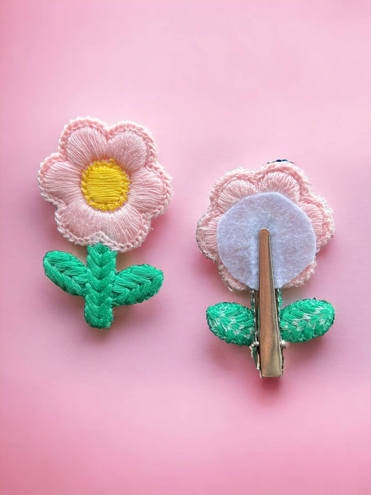 Choko Floral Accent Hairclip for Girls - Pink, Green, Yellow