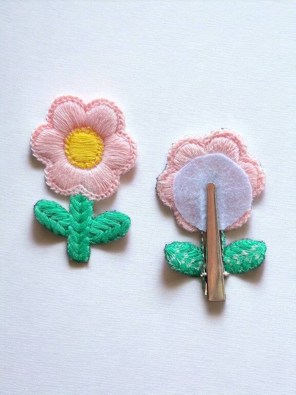 Choko Floral Accent Hairclip for Girls - Pink, Green, Yellow