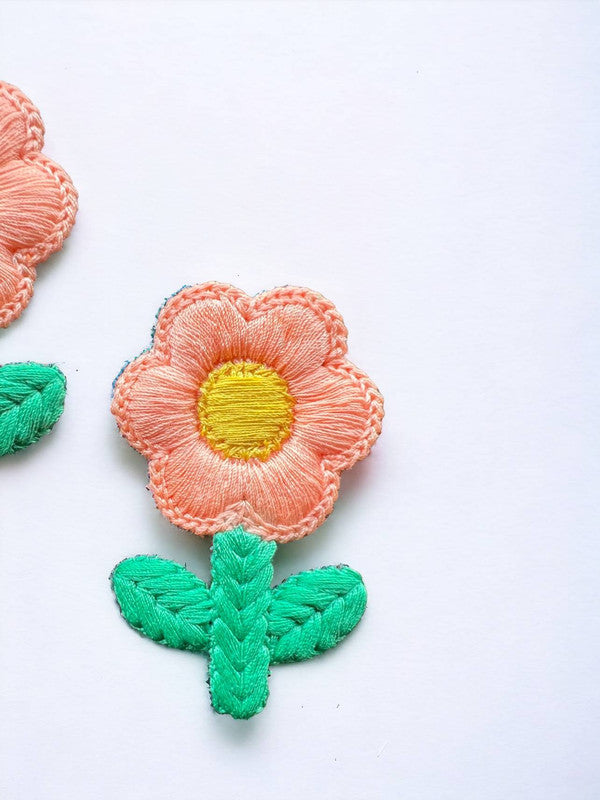 Choko Floral Accent Hairclip for Girls - Peach, Green