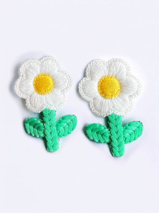 Choko Floral Accent Hairclip for Girls - White, Green, Yellow