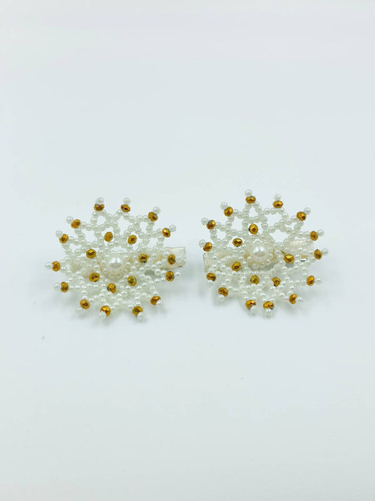 Choko Santa's Xmas Snowflake Hairclips - White, Gold