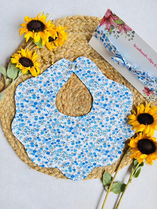 Choko Baby Bib with Snap Button Closure & Matching Headband Set - Blue  -  Kids Accessories