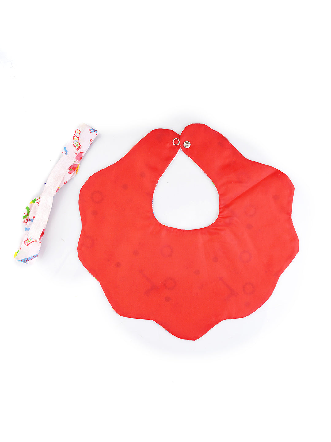 Choko Baby Bib with Snap Button Closure & Matching Headband Set for Baby Girls — Pink - Choko