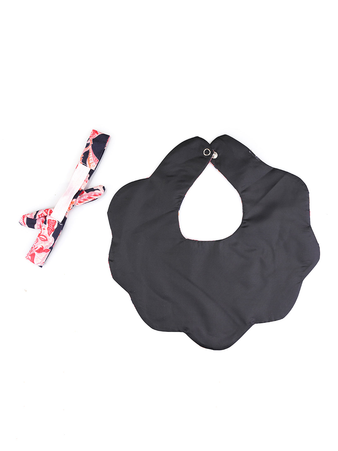 Choko Baby Bib with Snap Button Closure & Matching Headband Set - Red - Kids Accessories - Choko