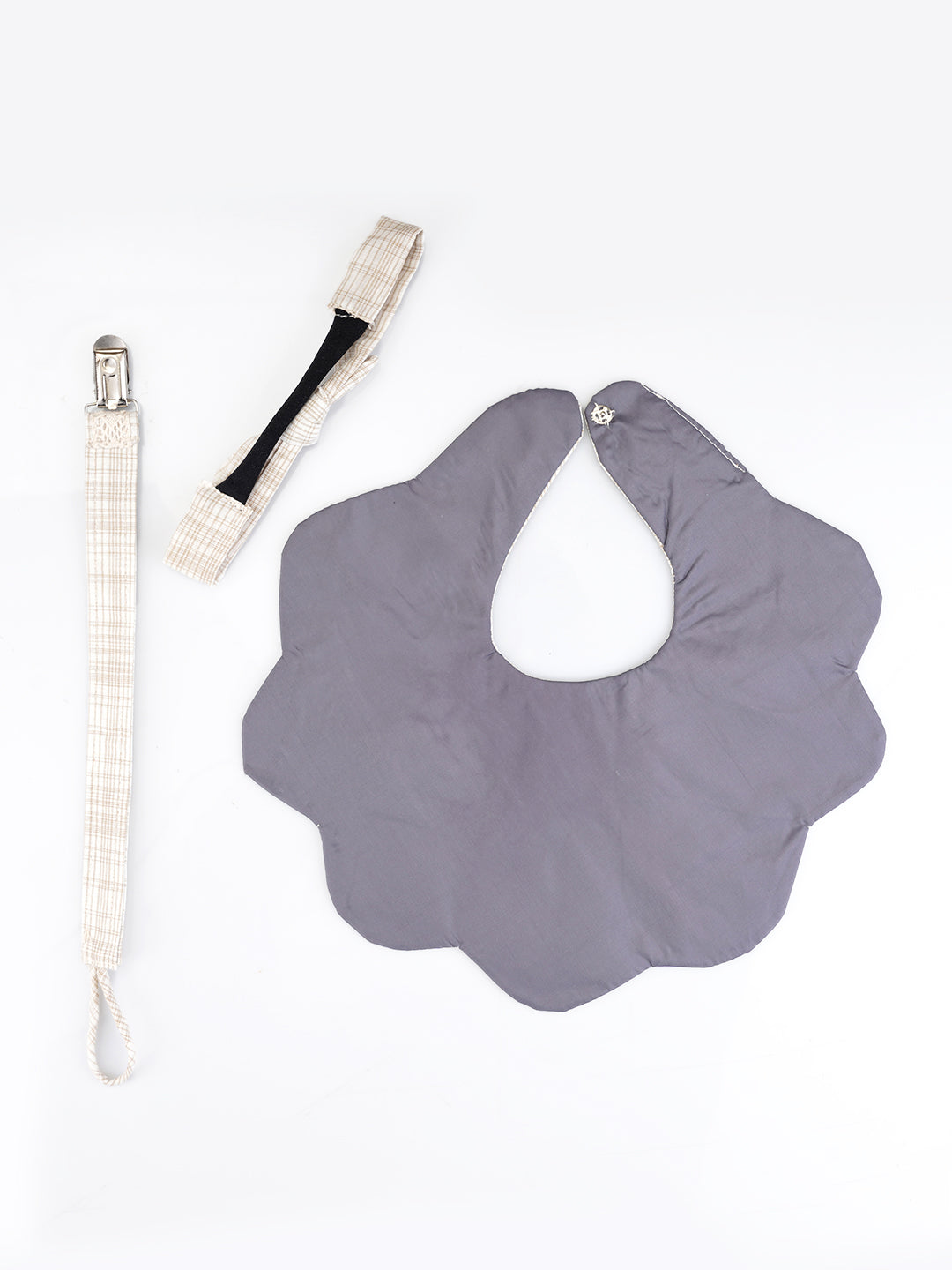 Choko Baby Bib with Snap Button Closure & Matching Headband Set for Baby Girls — Beige - Choko