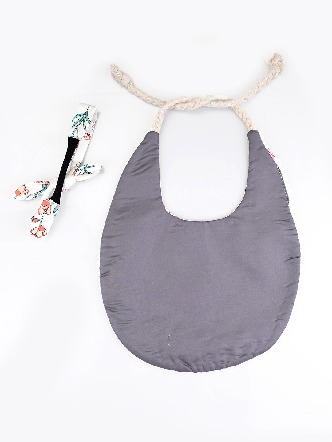 Choko Baby Bib with Adjustable Soft Dori and Matching Headband Set for Baby Girls — White - Choko