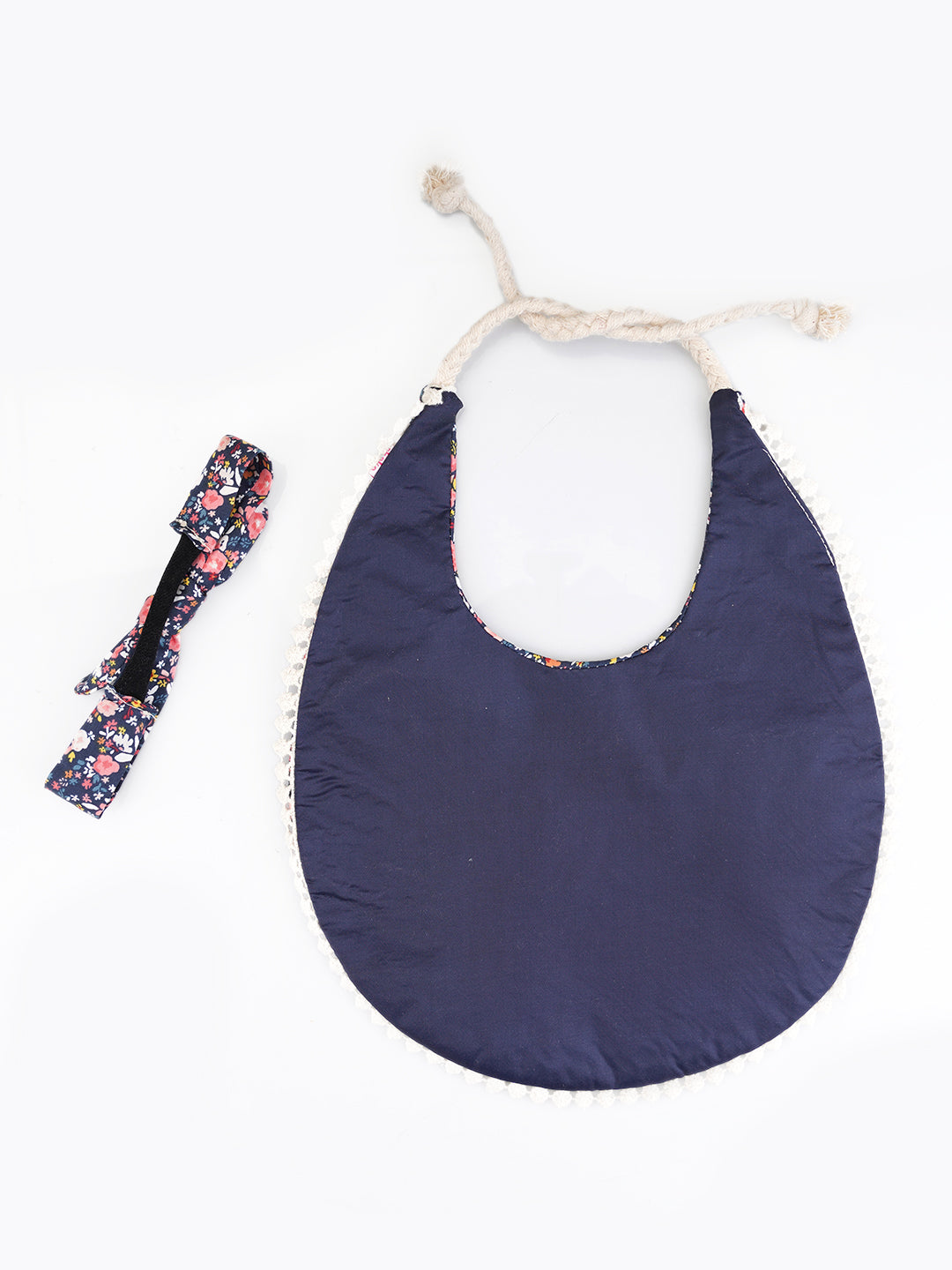 Choko Baby Bib with Adjustable Soft Dori and Matching Headband Set for Baby Girls — Blue - Choko