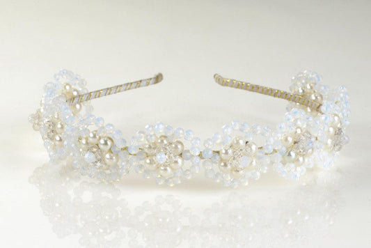 Blossoming Pearls & Crystals Headband for Girls & Kids - Off White Lavish Choko
