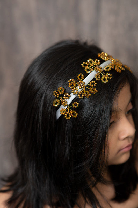 Golden & Silver Beaded Hairband for Girls & Kids - Ethnic Accent Choko