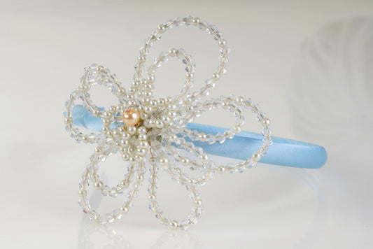 Crystal Daisy in Azure Headband - Pearls & Petals for Girls