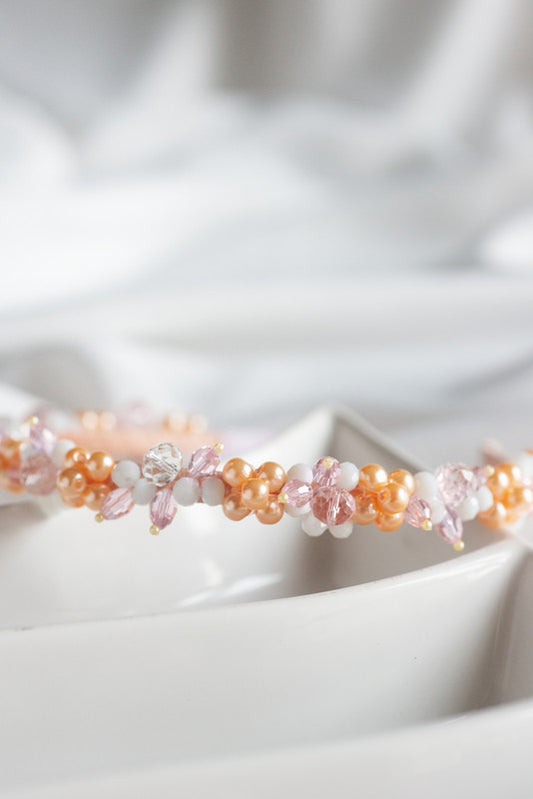 Blushed Gems Hairband for Girls & Kids - Pink & Peach Pearl-Chic - Choko