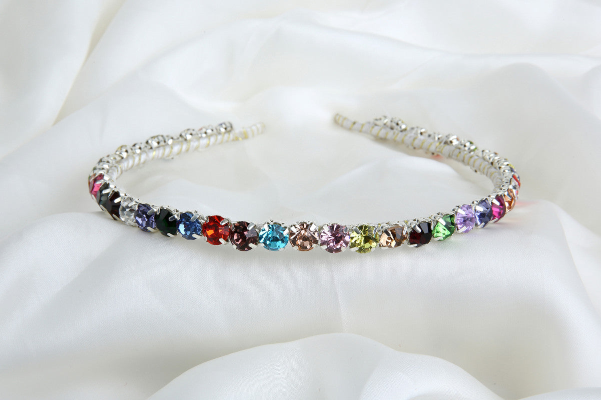 Choko Rainbow Gemstone Hairband for Girls & Kids - Sparkling Multicolor Crystals Choko