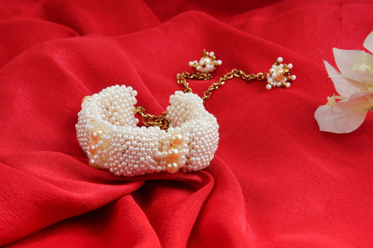 Choko Off-White Clear Crystal Beaded Bracelet - Handmade