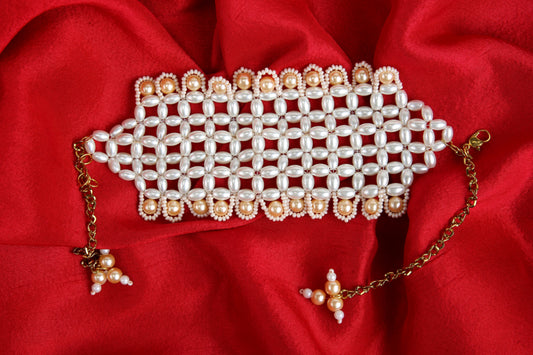 Choko Off-White Crystal Beaded Kids Bracelet - Handmade