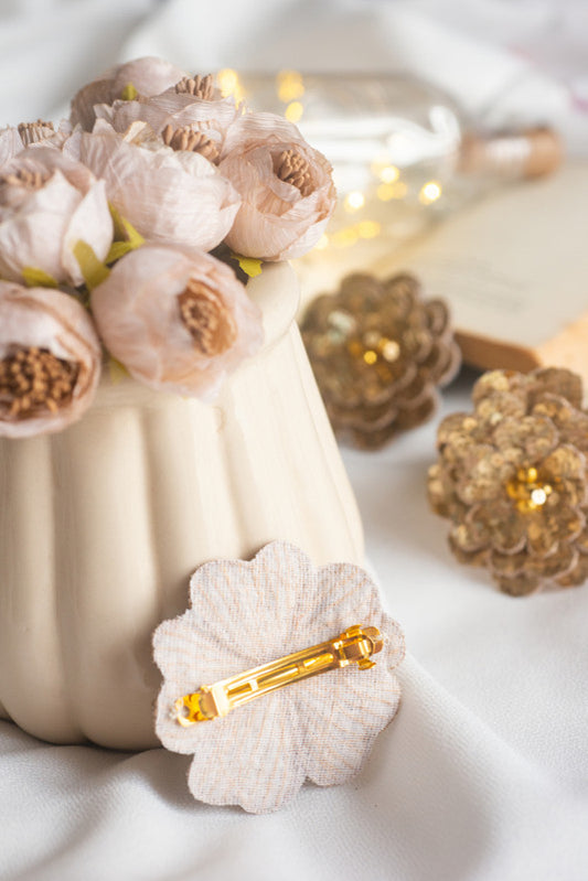 Golden Dust Floral Hair Clip for Girls & Kids - Metallic Sequin Petals - Choko
