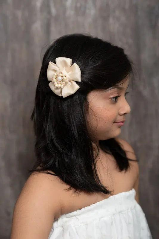 Satin Flower Hair Clip Choko