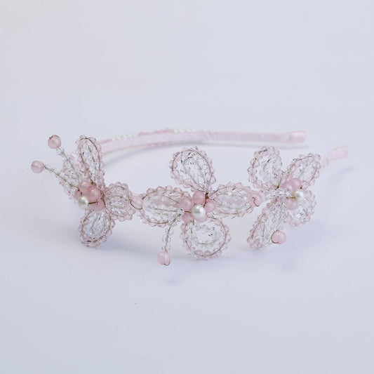 Choko Handmade Butterfly Beaded Hairband for Girls - Light Pink