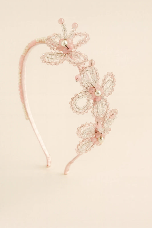 Choko Handmade Butterfly Beaded Hairband for Girls - Light Pink - Choko