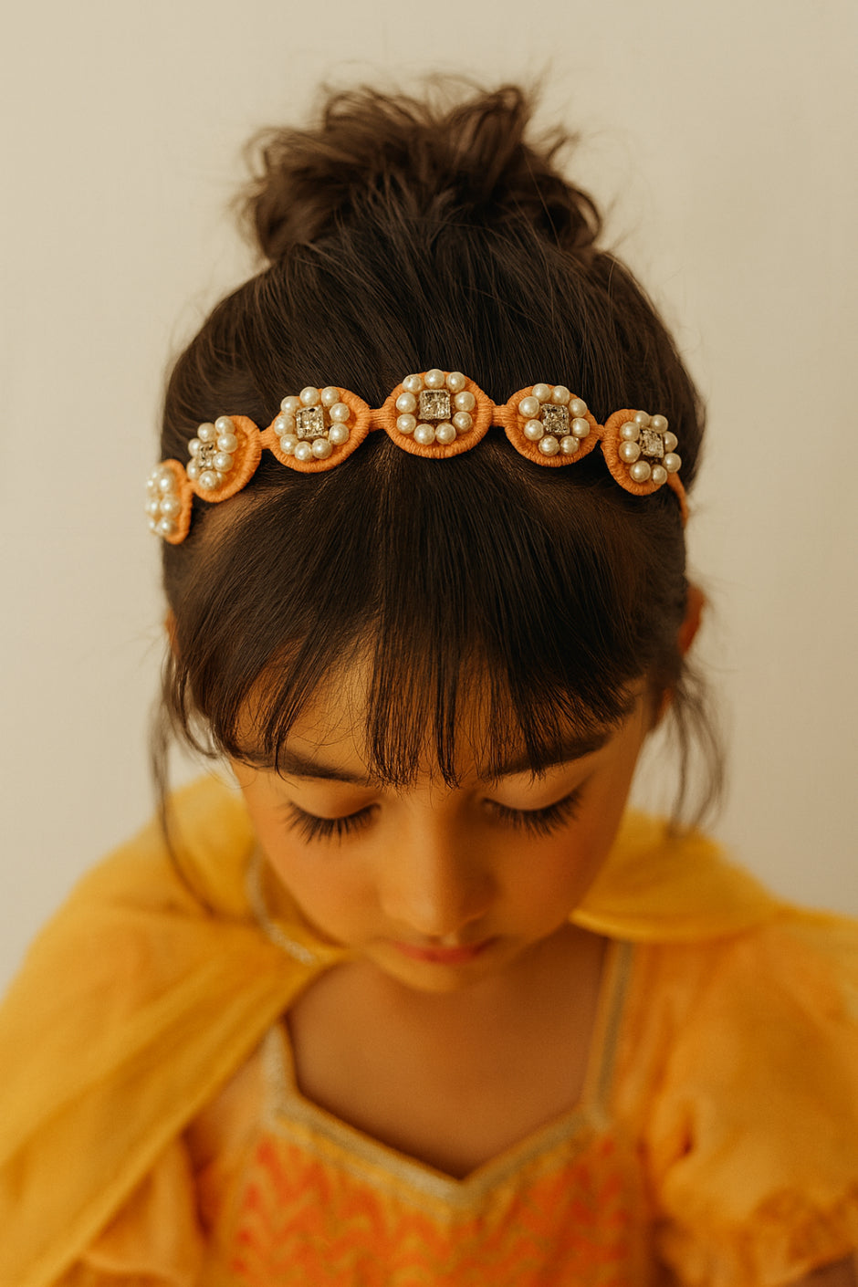 Choko Beaded Floral Pearl Hairband for Girls - Pink - Choko