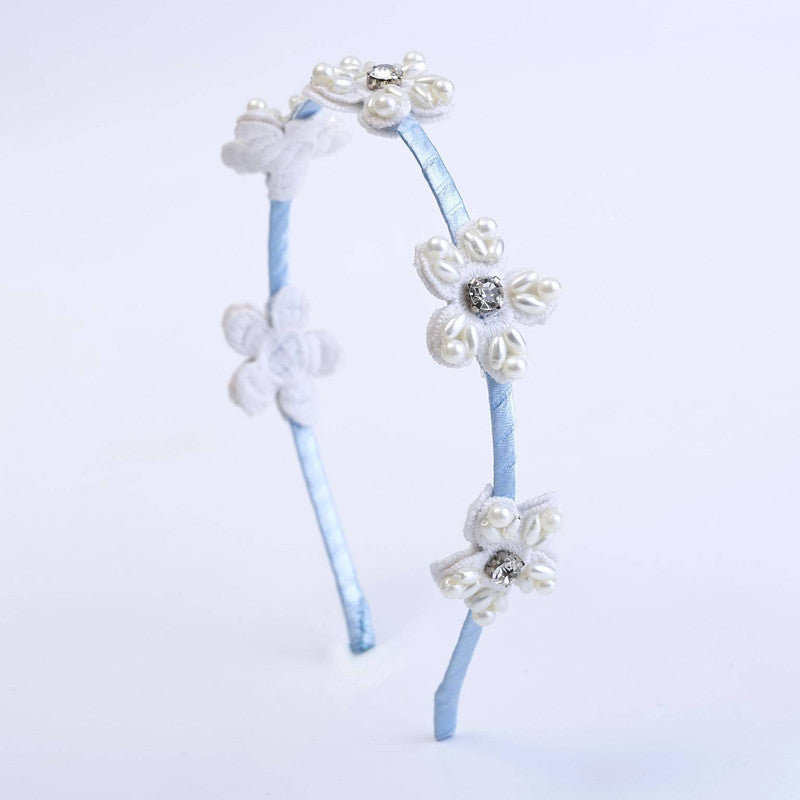 Choko Floral Beaded Hairband for Girls - Light Blue