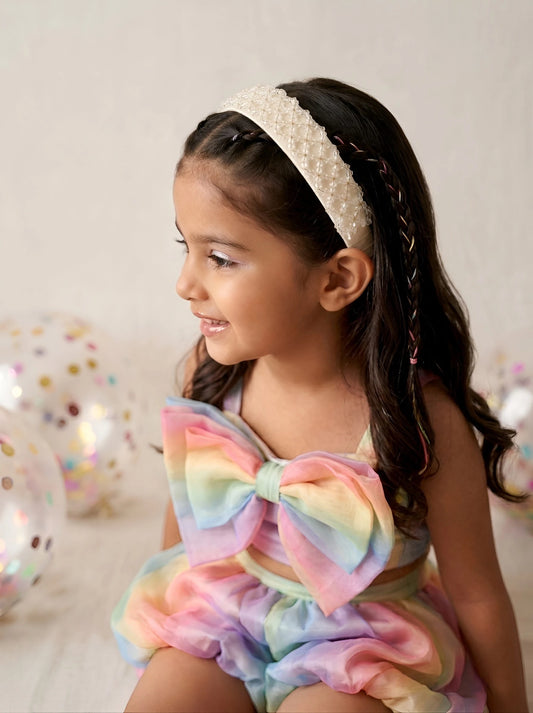 Choko Beaded Crystal Hairband for Girls - Pink - Choko