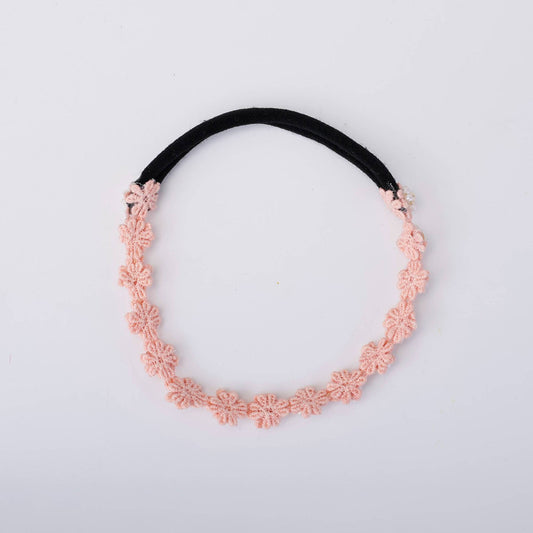 Choko Pearl Crochet Flower Hairband for Babies - Soft Peach