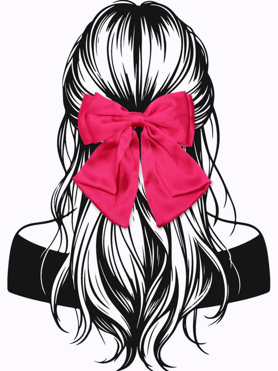Choko Hot Pink Oversized Bow Alligator Hair Clip for Girls - Bold Satin Finish Style