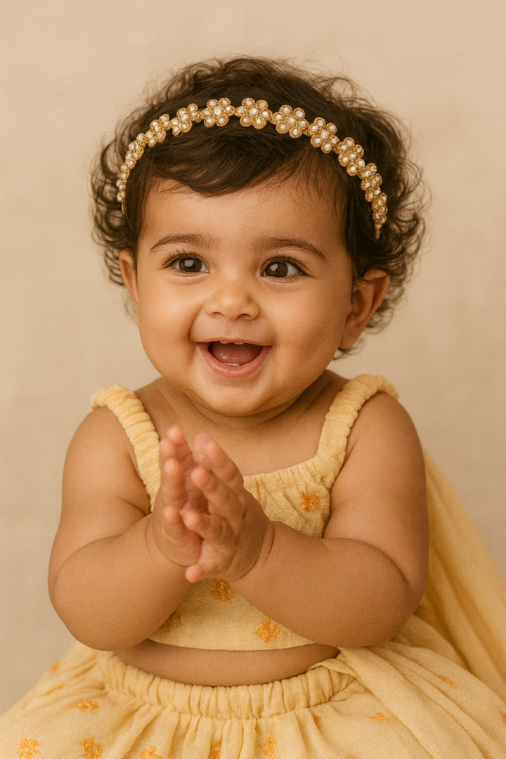 Gold floral pearl headband