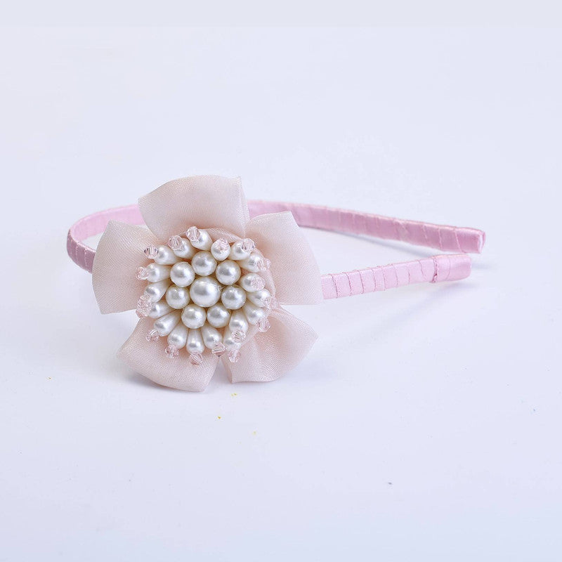 Choko Pearl Flower Hairband for Girls - Light Pink