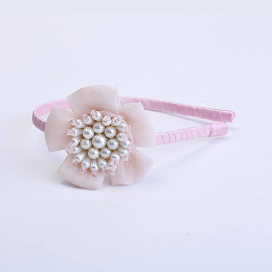 Choko Pearl Flower Hairband for Girls - Light Pink