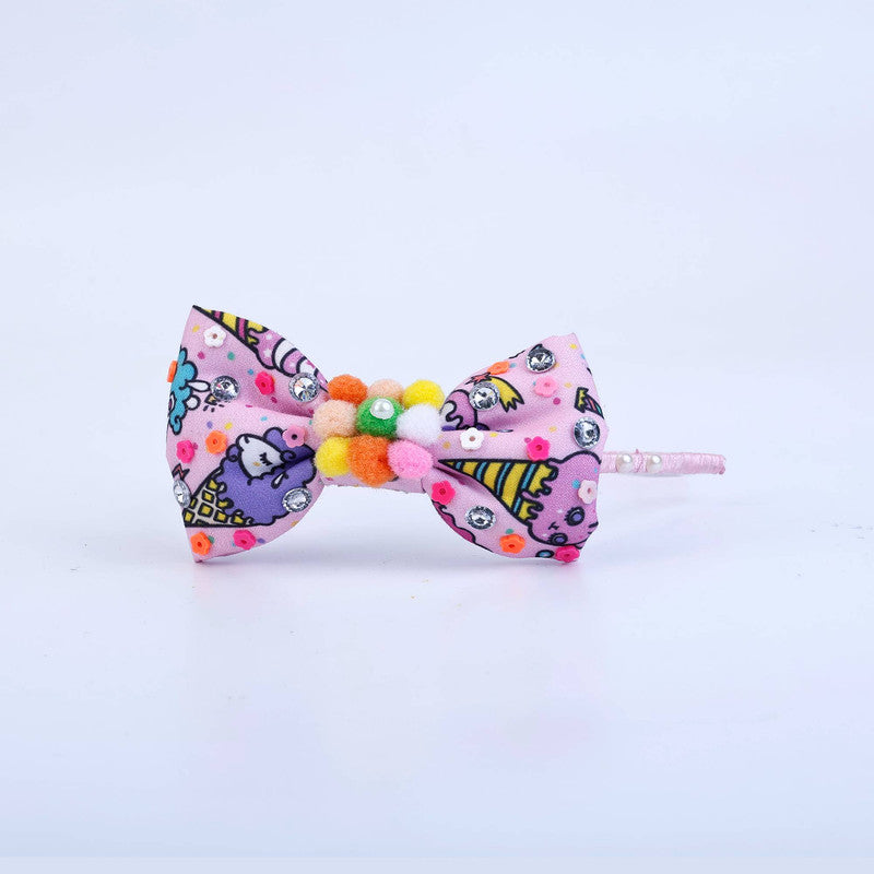 Choko Party Bow Hairband for Girls - Pink