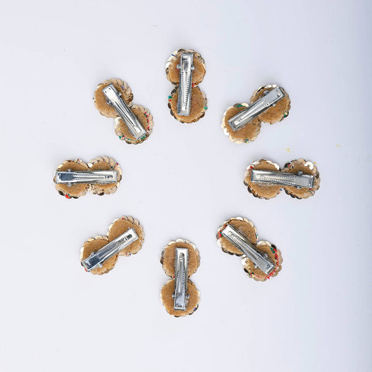 Choko Floral Sequin Hair Clip Set for Girls - Multicolor