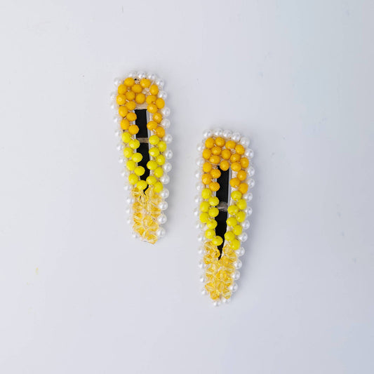 Choko Beaded Hair Clip Set for Girls - Yellow