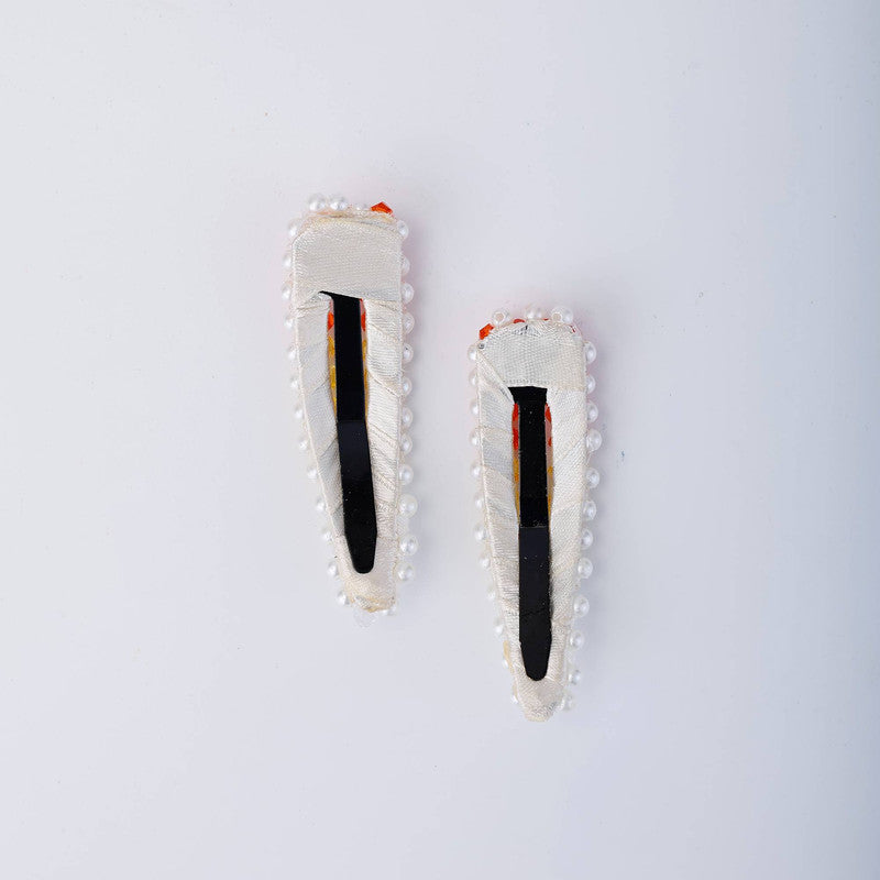 Choko Beaded Hair Clip Set for Girls - Orange, Yellow