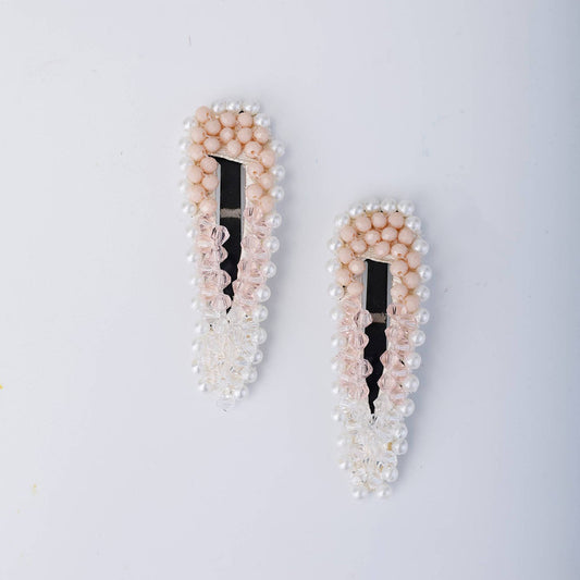 Choko Beaded Hair Clip Set for Girls - Beige