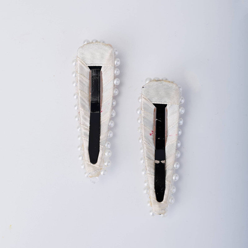 Choko Beaded Hair Clip Set for Girls - Beige