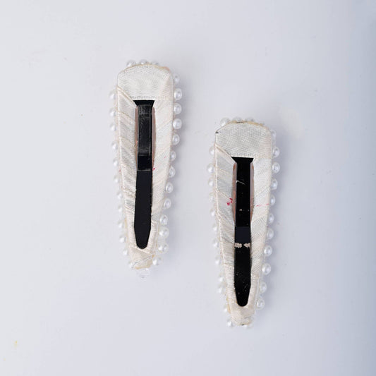 Choko Beaded Hair Clip Set for Girls - Beige