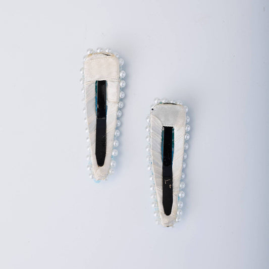 Choko Beaded Hair Clip Set for Girls - Blue