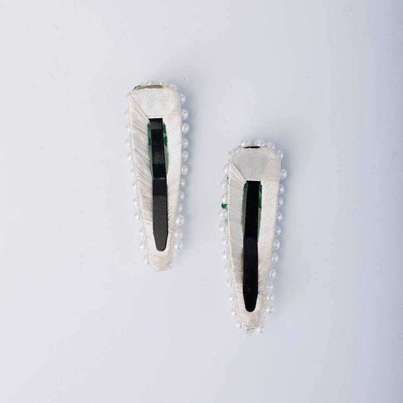 Choko Beaded Hair Clip Set for Girls - Green